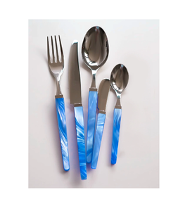 ชุดช้อนส้อมมีดีไซน์สแตนเลสสตีล5ชิ้นมีด้ามจับเรซินใช้สำหรับอาหาร - Product Image 2