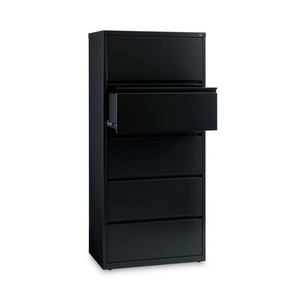 Alera 26144 Black Lateral <b>File</b> Cabinet with 5 Legal/Letter/<b>A4</b>-Size <b>File</b> Drawers 30 In. X 18.62 In. X 67.62 In. - Product Image 4