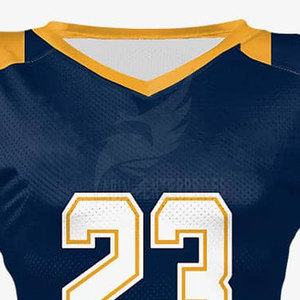 Camiseta de Fútbol Americano Sublimada Personalizada, Cuello en V, Manga Corta, Malla Transpirable, Ajustada, Estilo de Equipo Número 23 - Product Image 5