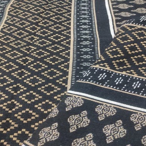 Sac fourre-tout Jacquard tendance décontracté pour étudiante Sac à provisions pliable réutilisable tissé en coton bleu beige Tissu teint en fil - Product Image 2