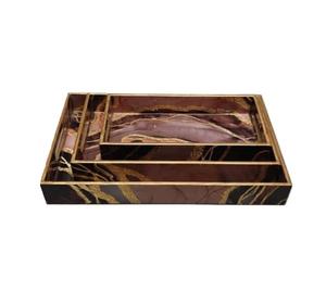 Juego de 3 bandejas de servicio de MDF de aspecto clásico con esmalte impreso personalizado té desayuno alimentos utensilios de cocina hogar Hotel Accesorios - Product Image 6