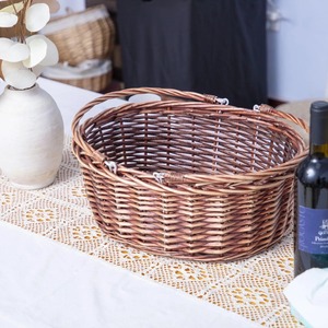 La cesta ovalada de ratán es perfecta para ir de compras y para picnics. Cesta de almacenamiento multiusos moderna, ecológica y hecha a mano. - Product Image 3