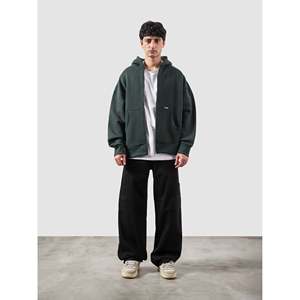 Sweat à capuche zippé en molleton French Terry vert Racing, 500 g/m², lavé aux enzymes, léger, avec motifs sérigraphiés, tailles XXS-XL - Product Image 2