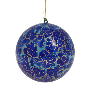 Décorez avec des boules de papier mâché au design floral bleu idéal pour les arbres à thème modernes ou les centres de table disponibles au prix de gros - Product Image 1