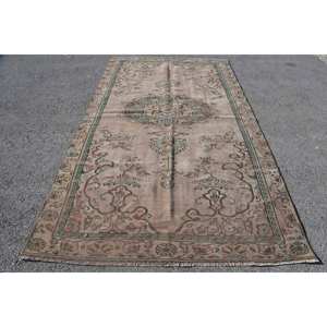 Tapis Vintage en Laine Beige Vert Patchwork Design Grand Rectangle de 5.5X9.4 pieds Style Classique pour Entrée Couloir Peluche Latex - Product Image 1