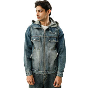 Veste en jean à logo fait sur mesure en couleur noire, veste en jean en coton Streetwear réglable, nouvelle collection pour hommes, au prix de gros - Product Image 5