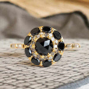 Anillos Vintage de Plata de Ley 925 para mujer, bonitos y elegantes, con espinela negra, corte de circón, compromiso, boda, fiesta, joyería para mujer - Product Image 1