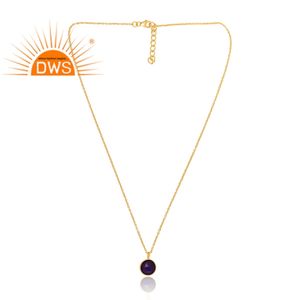 Mejor Venta de plata esterlina 18K chapado en oro doblete amatista cuarzo piedra preciosa colgante collar Demi joyería fina fabricante - Product Image 2