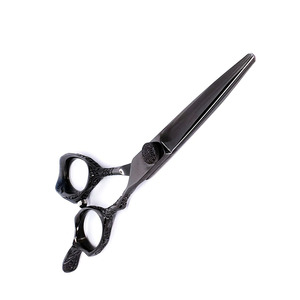 Ciseaux à cheveux Dragon Handle, couleur noire, acier inoxydable allemand, ciseaux de salon de coiffure avec repose-doigts - Product Image 2