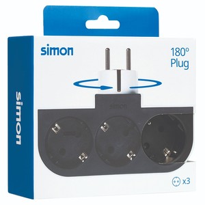 Rotating <b>adapter</b> with 3 <b>plugs</b>, <b>Plug</b> III, 16A 250V (Simon CL610309) - Product Image 1