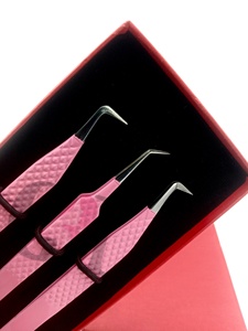 Nouvelles pinces à extensions de cils en acier inoxydable japonais, revêtement poudré rose clair, 90 degrés, 45 degrés, longueur 10 mm, pointe lisse ou dentelée - Product Image 2