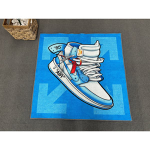 Tapis imprimé : motif de chaussures de sport pour la salle de jeux, la salle à manger et le couloir, tapis en velours de luxe - Product Image 1