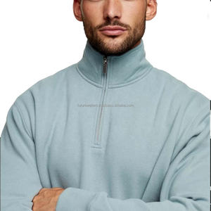 Vêtements décontractés de haute qualité Logo personnalisé hommes Polyester sweat demi fermeture éclair col haut sur la taille thermique 100% coton sweats à capuche hommes - Product Image 5