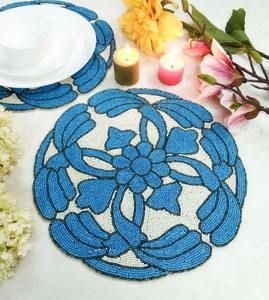 New Arrival Hot-Selling <b>Beaded</b> Design <b>Placemat</b> and Table Coaster Set Unique Novelty Style Handmade in India for Elegant Dining - Product Image 5