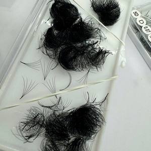 ขนตาปลอมคุณภาพสูงจากผู้ผลิตชั้นนำ แบบ C/CC/DD/M/L Curl Volume  ทำมือ สีดำด้าน ฐานบาง  แบบพัดสำเร็จรูป 3D-8D - Product Image 1