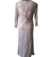 Robe de soirée longue faite à la main en sequins et perles de cristal couleur nude pour femmes grandes tailles ODM