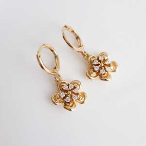 Emerald Natural Sterling <b>Silver</b> Dainty Flower <b>Huggie</b> <b>Earrings</b> Gifts for Her - Product Image 5