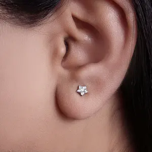 14K Gold Plated Trendy Cubic Zirconia Flower <b>Stud</b> <b>Earrings</b> <b>for</b> <b>Women</b> 925 <b>Silver</b> Diamond Gold Main Geometric Shape <b>for</b> Engagement - Product Image 3