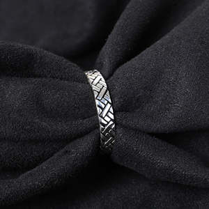 Anillos de Plata de Ley 925 de Primera Calidad para Hombre, Chapados en Rodio con Incrustaciones de Turquesa y Circonio con Patrón Geométrico para Bodas - Product Image 2