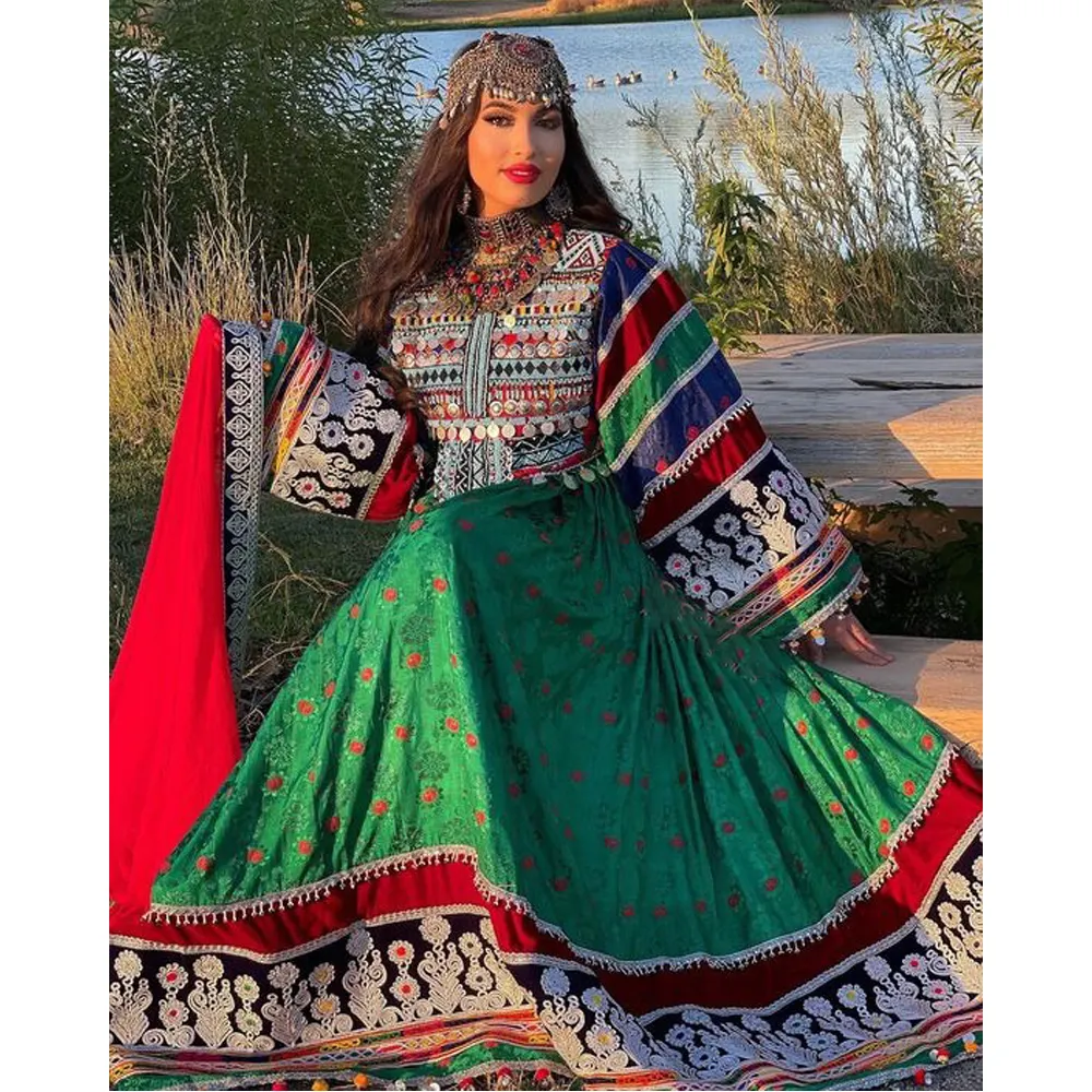 Novo Estilo Muçulmano Mulheres Afghani kuchi Senhoras Vestido para wedding & party vestido com todo o tamanho personalizado e cores afghan vestido