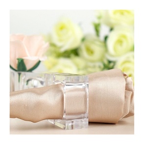 Bonne finition ronds de serviette en acrylique transparent pour la décoration de table de mariage d'hôtel ronds de serviette en acrylique carrés support en tissu vendeur chaud - Product Image 1