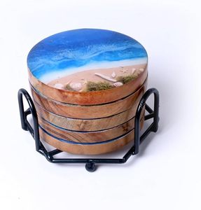 Amazing Wood <b>Epoxy</b> Dining <b>Table</b> Coaster High Quality Hand Beaded Work With Custom Floral Design Low Price Coaster for Christmas - Product Image 1