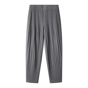 Pantalon Capri plissé taille haute pour hommes, pantalon décontracté à taille élastique, couleur unie - Product Image 1
