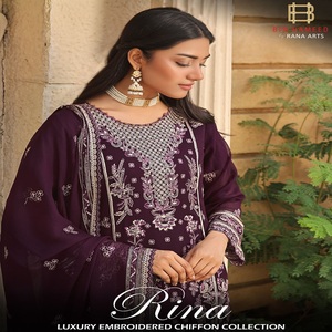 Collezione di lusso in Chiffon per abiti da sera Lehenga Choli Pakistani con ricamo pesante Vol RINA tutta vendita da Bin Hameed