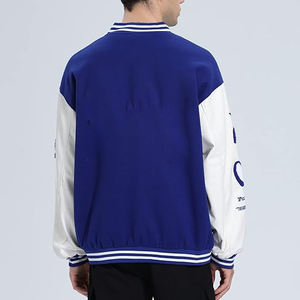 Veste de baseball universitaire à épaules tombantes en chenille avec manches en cuir véritable personnalisées, style streetwear, vente chaude, hiver 2026 - Product Image 2