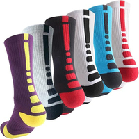 Chaussettes de sport pour hommes, rayées, colorées, tricotées, respirantes, séchage rapide, spandex, polyester, coupe régulière, taille LG, sport, hiver
