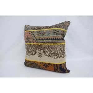 Bohemian Kantha Patchwork Wool Pillow 28x28 Inch Beige Silk Floral <b>Vintage</b> Print Portable for <b>Bedding</b> & Floor Use for Christmas - Product Image 4