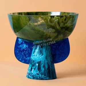 Cuencos de fruta y ensalada de resina de gran tamaño redondos y elegantes modernos de calidad superior con cuencos de servicio hechos a mano de alta calidad en multicolor - Product Image 2