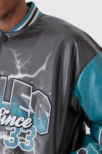 Vestes universitaires personnalisées Corps en laine Manches en cuir avec chenille et patchs brodés Veste collège unisexe OEM - Product Image 5