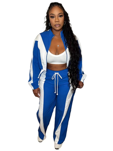 Ensemble de survêtement décontracté pour femmes, automne, polyester/nylon, velours, nylon, motif uni, coupe-vent, respirant - Product Image 4