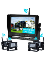 Kit de caméra de recul sans fil 4 canaux 7 pouces | Moniteur de recul pour voiture avec vision nocturne 1080P | Portée de 1300 pieds pour camion, remorque, bus
