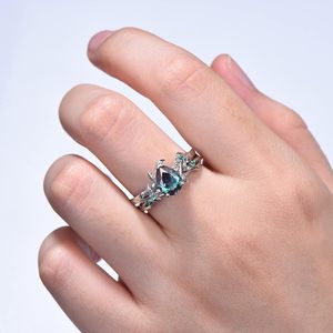 Pear Cut Alexandrite Engagement <b>Ring</b> <b>925</b> Sterling <b>Silver</b> Rose Gold Plated 18K Gold Accent Classic Wedding Bridal <b>Ring</b> - Product Image 4