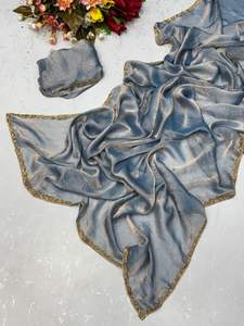 Dernière exclusivité douce Fandy en mousseline de soie deux tons perles de sari en soie travail à la main fête du festival indien fête classique vêtements ethniques femmes - Product Image 4