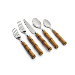<b>Bamboo</b> shape new stainless steel cutlery <b>set</b> tableware wedding event flatware <b>set</b> <b>dinner</b> knife spoon fork home restaurant decor - Product Image 1