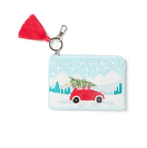 Monedero de Navidad con Cuentas Bordadas y Logotipo Personalizado HO HO, Diseño de Adorno Navideño con Cuentas de Semillas, Monedero Bordado - Product Image 3