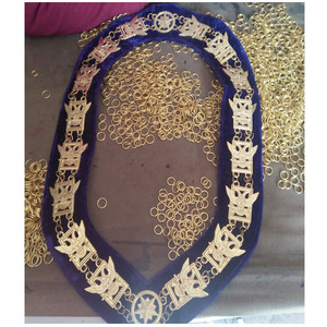 Tablier maçonnique de past maître avec collier à chaîne bleue, Loge bleue, maçonnique, collier à chaîne de shriner maçonnique, doré sur velours bleu - Product Image 5