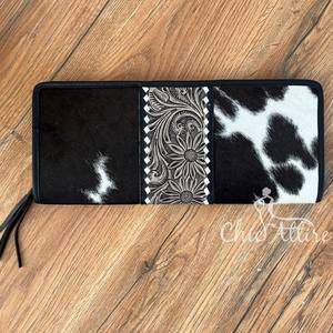 Tassel floral usiné à la main Western étui à bijoux en cuir véritable organisateur Vintage mode peau de vache Portable mallette de rangement de voyage - Product Image 1