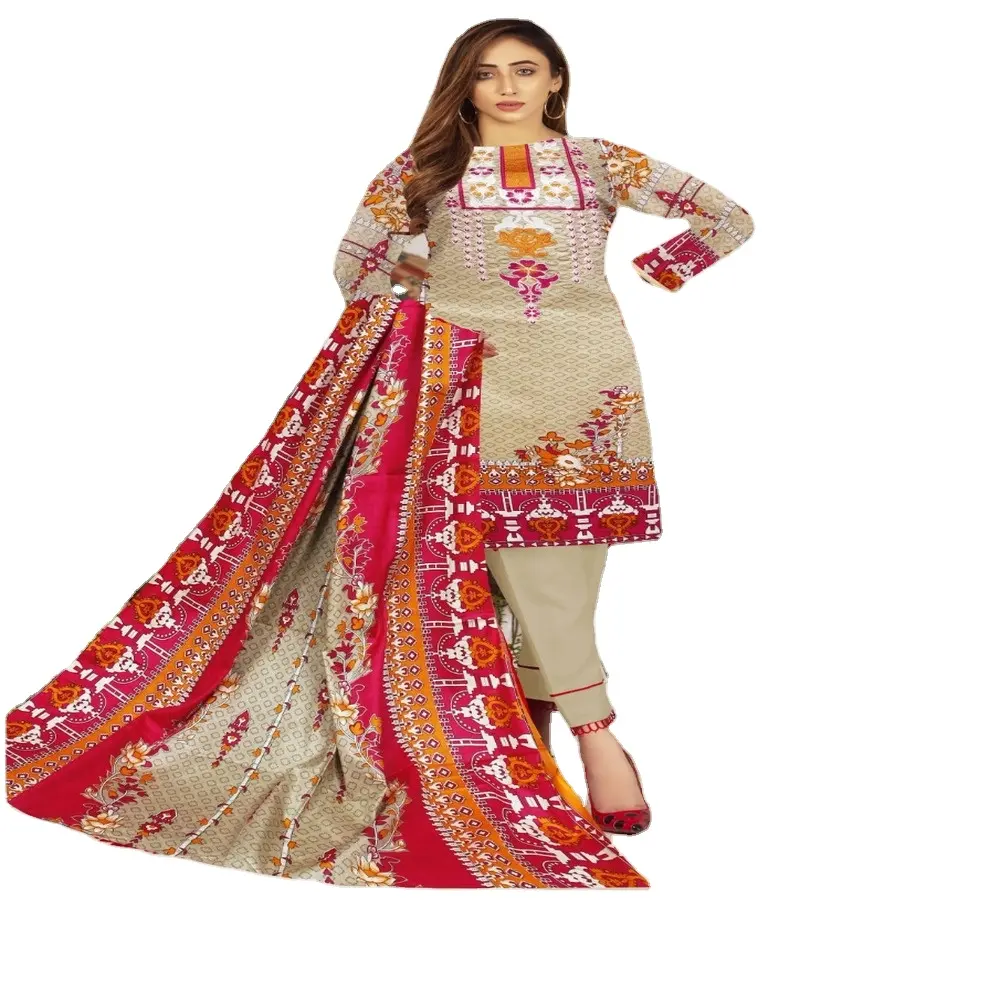 Casual Wear Hoge Kwaliteit Gazon Pakken Voor Dames Met Geborduurd Werk Betrouwbare En Langdurige Indiaanse En Pakistaanse Master Copy