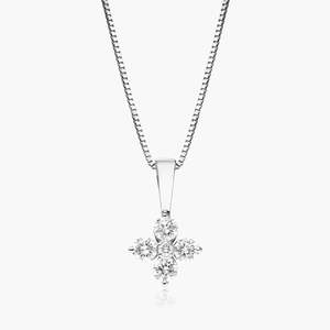 Pendentif en diamant rond Blossom avec plaqué or jaune en acier inoxydable et alliage de pierre naturelle Style religieux Prong Set Charm - Product Image 5