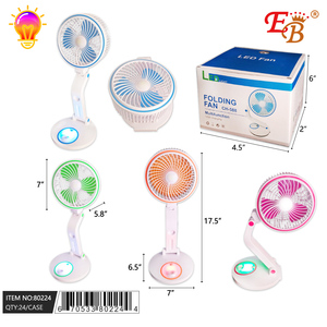 Ventilateur portable électrique rechargeable pliable de 17,5 pouces avec lumière, chargement USB, cinq niveaux, pour usage commercial et personnel - Product Image 1