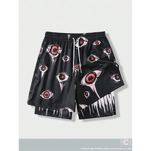 Gran oferta, pantalones cortos con cordón y estampado de ojos a la moda para hombre gótico para verano, pantalones cortos de estilo informal para hombre - Product Image 1