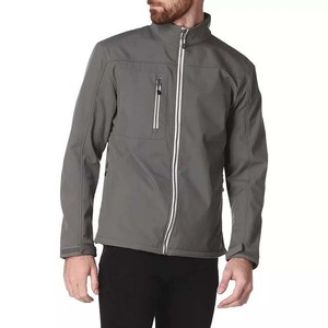 Meilleure vente en gros vêtements d'hiver couleur unie pour homme polyester nylon fermeture éclair avec poche et col montant veste softshell pour hommes - Product Image 1