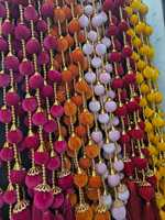 Cuerdas de borla de bola de terciopelo para escenario telón de fondo fiesta colgante inglés boda cristiana, eventos, Haldi, decoración Mehndi envío gratis