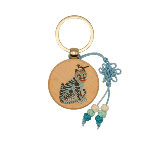 Porte-clés rond en bois imprimé UV Hojakdo - Product Image 1