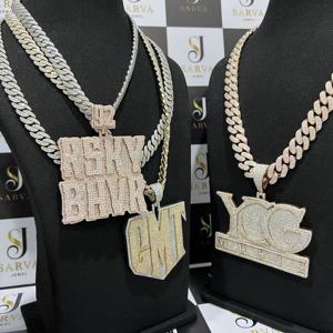 Pendentifs et breloques en argent 925, bijoux fins, certifiés IGI, plaqués or 14 carats, diamant taille brillant, forme de cœur, style hip-hop, unisexe - Product Image 6