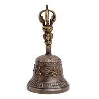 Meilleur ensemble de cloches tibétaines Vajra en alliage d'aluminium noir faites à la main de l'Himalaya pour les cérémonies spirituelles, les rituels et la guérison - Fabriqué au Népal